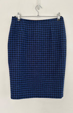 Dickens & Jones Moon Tweed Skirt Women' Wool Blue Check Made England VTG -  10