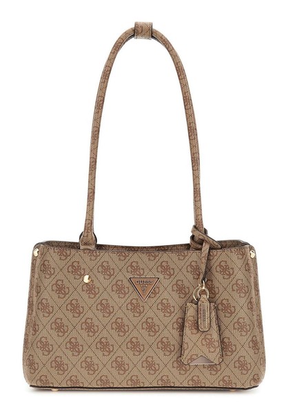 Guess Meridian Ii Shoulder Satchel Bag Schultertasche Latte Logo Hellbraun Neu-image