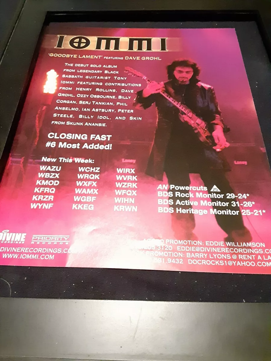 Iommi Dave Grohl Goodbye Lament Rare Original Radio Promo Poster
