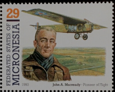 American Test Pilot Aviation Pioneer John A. Macready Micronesia Marke Mint Stam