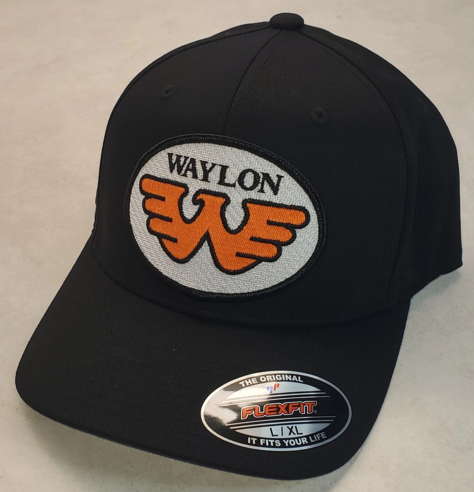 WAYLON JENNINGS Patch Flexfit Hat / Black - L/XL 7 1/8" - 7 5/8"