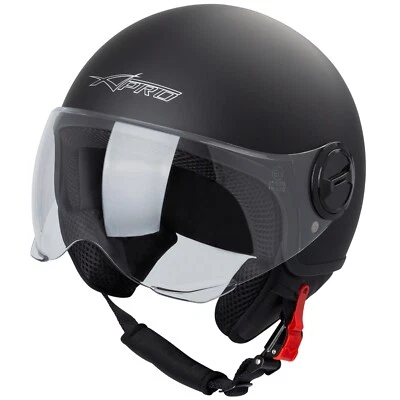 A-PRO SRL Demi Jet Helmet Moped Motorbike Scooter Visor SonicMoto Black Matt S