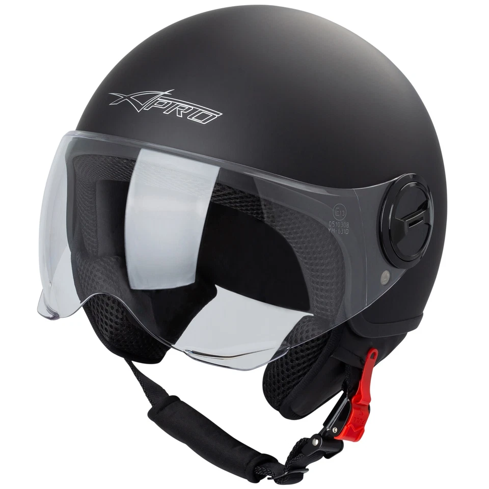 A-PRO SRL Demi Jet Helmet Moped Motorbike Scooter Visor SonicMoto Black Matt S