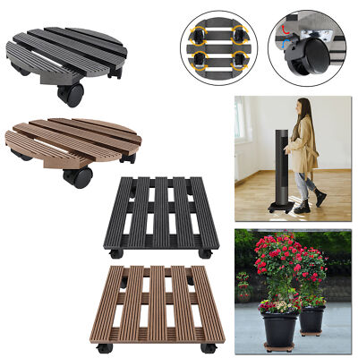 2tlg WPC Pflanzenroller Rolluntersetzer Blumentopf Räder Max 100KG Innen & Außen