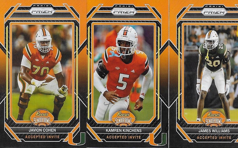 (3) 2024 SENIOR BOWL MIAMI HURRICANES KAMREN KINCHENS COHEN WILLIAMS ROOKIE LOT
