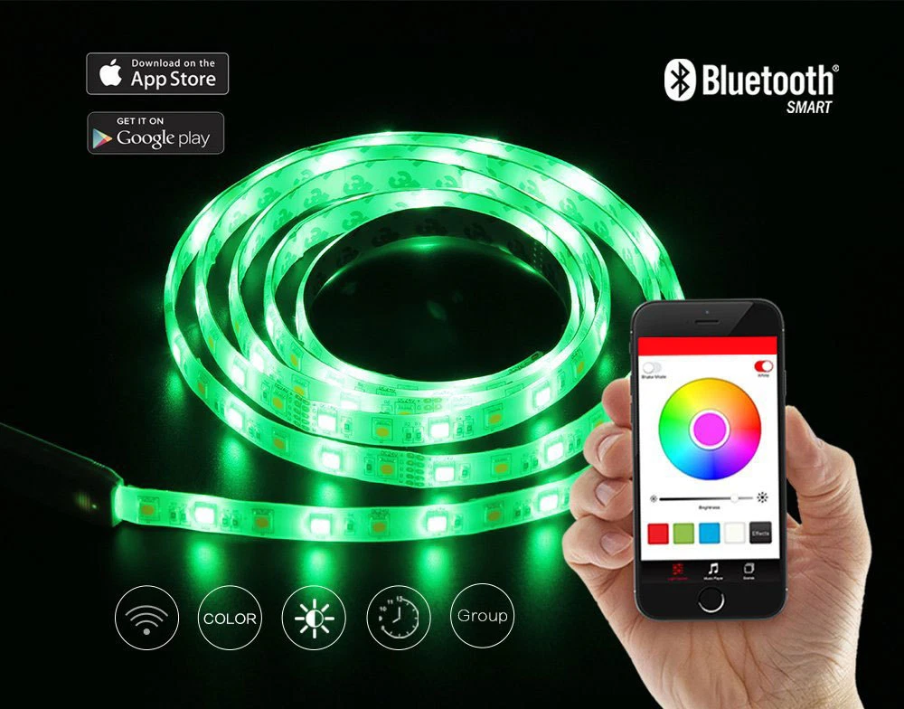 Bluetooth SMART phone RGB LED strip light Kit controller flexible wireless LED