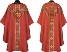 Red gothic vestment and stole set, Gothic chasuble, casula, casel, CASULLA