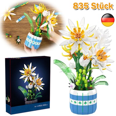 Epiphyllum Blumenstrauß Bausatz mit Vase Blumen Bausteine Set Deko Geschenke DE