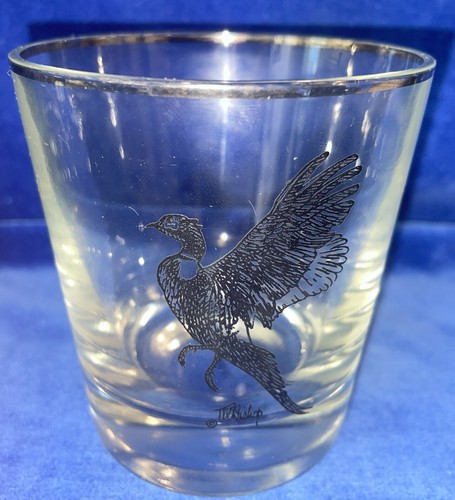 Set of 6 MCM RICHARD BISHOP Wild Game Birds Rocks Glasses Silver Rims Are Worn - Picture 4 of 7