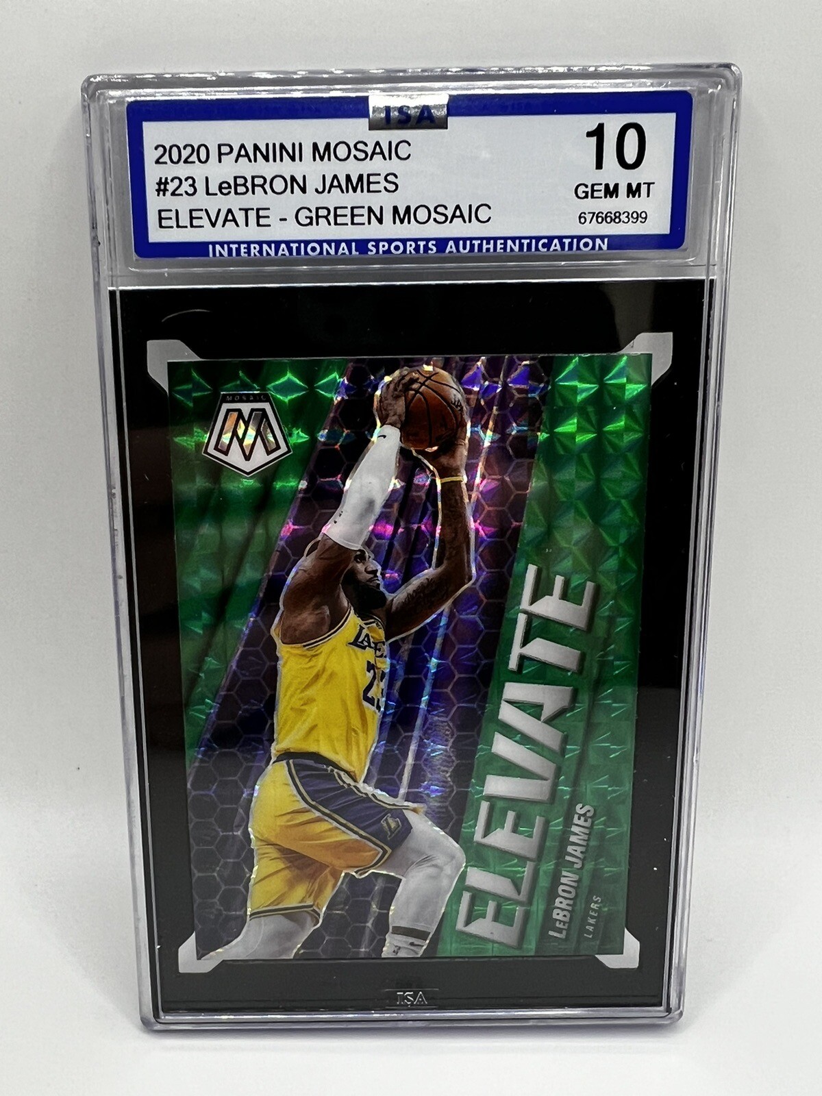 2020 Panini Mosaic #23 Lebron James Elevate Green Mosaic Graded 10 Gem Mint!