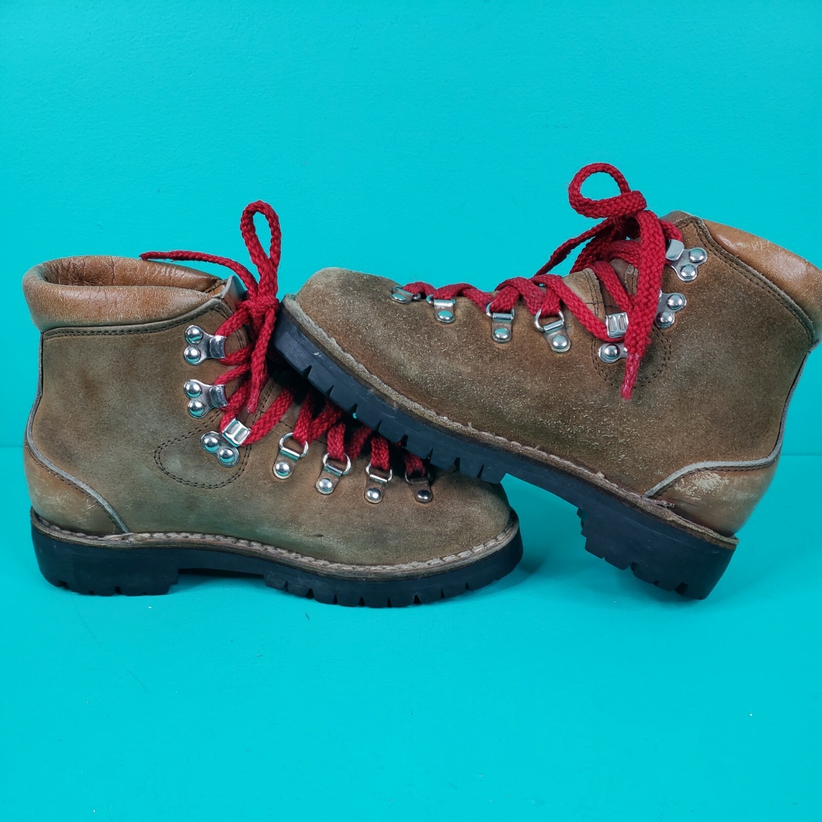 Vintage Women's Dunham Brown Leather Suede Hiking Boots Size 7 Vibram Italy eBay