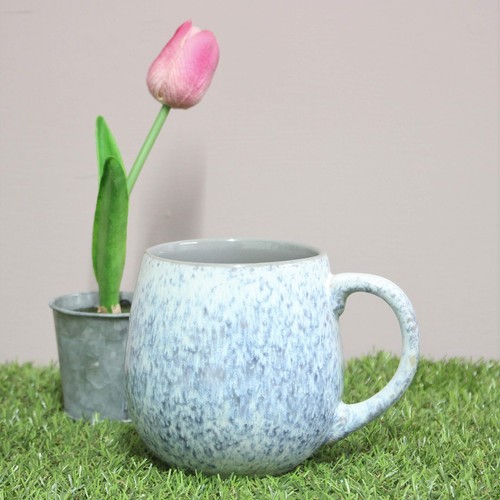 500ml Stoneware Reactive Glazed Snug Mug Grey Blue Coffee Tea Ombre Speckled Cup - Picture 10 of 11