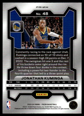 2023-24 Panini Prizm Silver Prizm Jonathan Kuminga Golden State