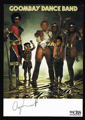 GOOMBAY DANCE BAND AUTOGRAPH CARD 1980 OLIVER BENDT LAND OF GOLD ELDORADO CBS