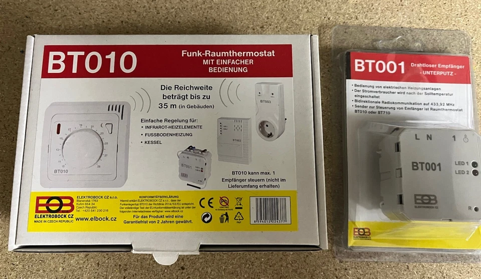 Funk-Raumthermostat Raumregler Heizungsreglung drahtloses Thermostat BT013