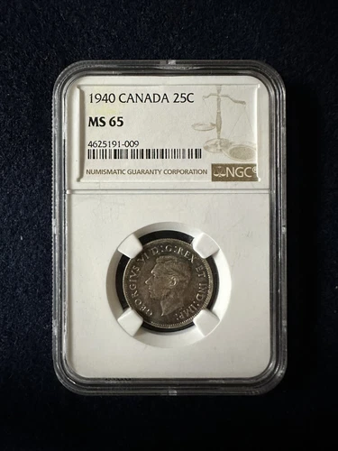 1940 Canada Twenty Five 25 Cent Coin NGC MS65