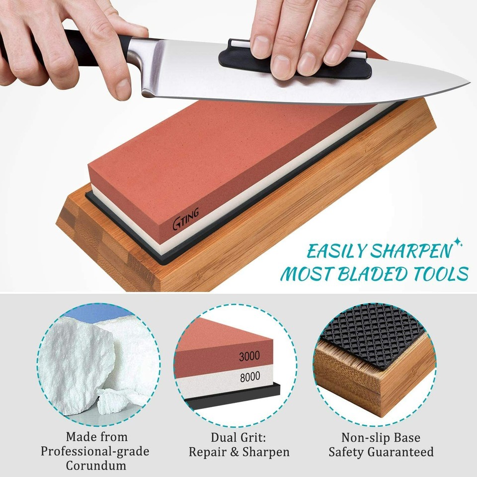 Whetstone Sharpening Stone Set Knife Sharpener 400/1000 3000/8000 Grit ...