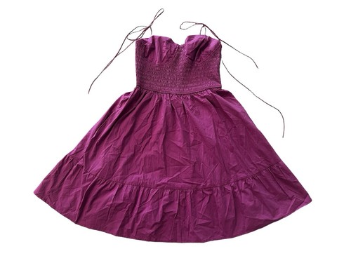 Steve Madden Sally Smocked Cotton Poplin Minidress in Purple . Size S
