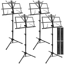 4 Pack Music Stand, 2 in 1 Dual-Use Folding Sheet 4 - Black