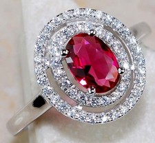 1CT Treated Ruby  Topaz 925 Solid Genuine Sterling Silver Ring Sz 9