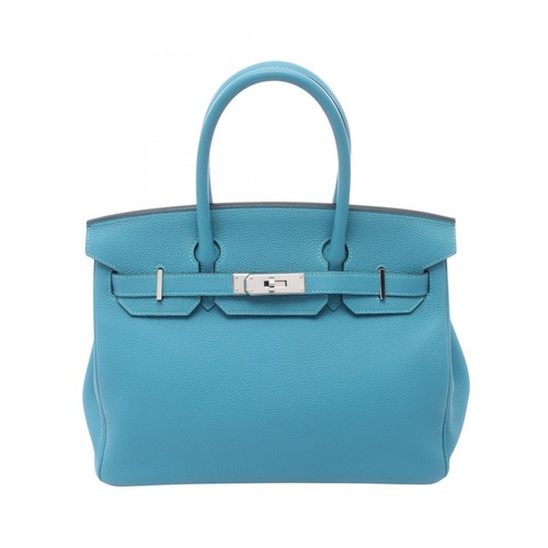 HERMES Birkin 30 Handbag Togo leather Blue Turquoise SHW Used　Women T
