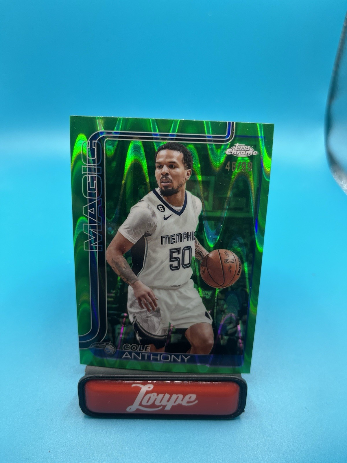Cole Anthony 2025-26 Topps Chrome Green RayWave 46/99 #175 Orlando Magic