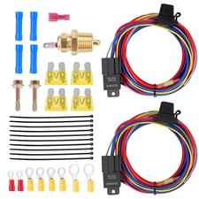 Dual Electric Fan Relay Kit Radiator Temperature Sensor Switch 185 On 175 Off Au
