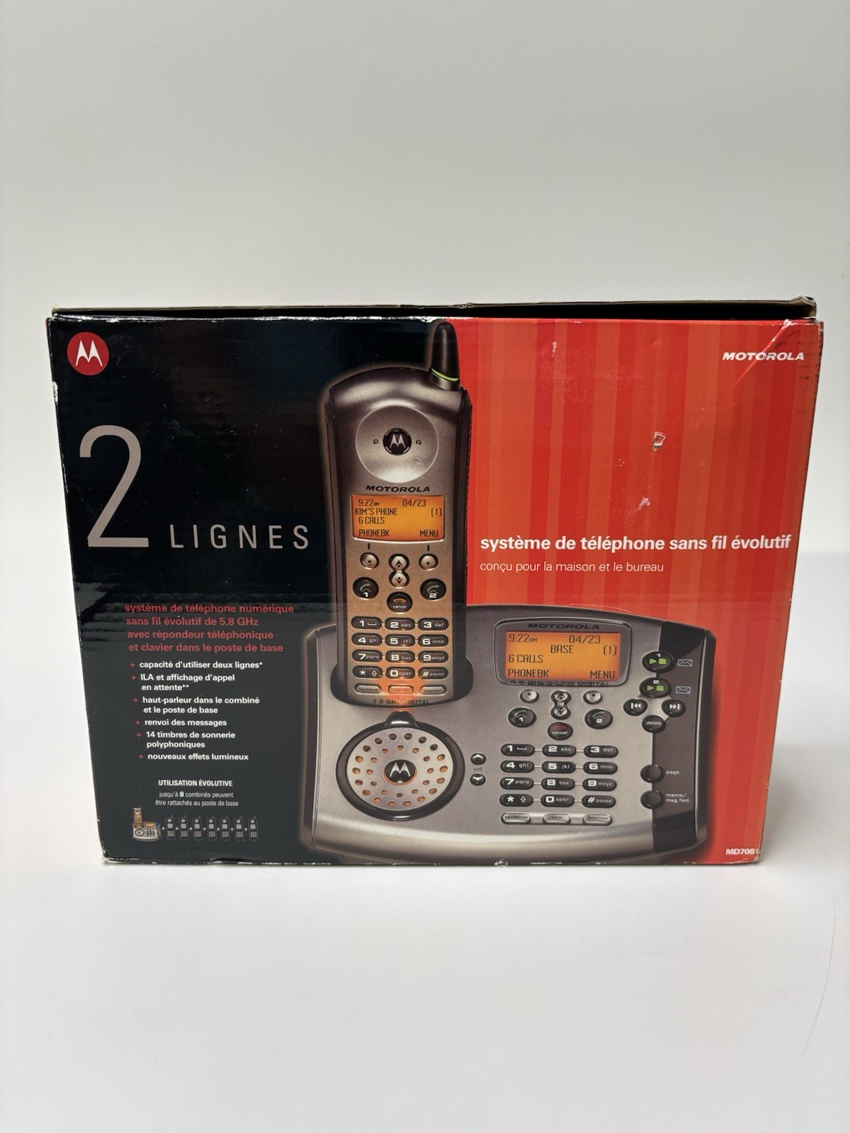 Motorola MD7081 5.8GHz 2-Line Digital Cordless Telephone with Answering Machine