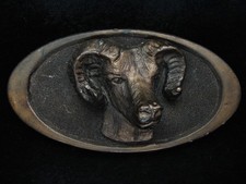 PD21128 VINTAGE 1976 BIG HORN SHEEP/RAM ART COMMEMORATIVE BRASSTONE BUCKLE