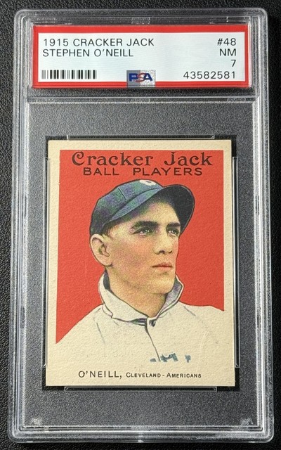 STEVE STEPHEN O'NEILL PSA 7 1915 CRACKER JACK E145 #48 INDIANS NEAR MINT