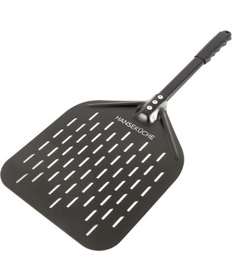 Perforierter Pizzaschieber, Pizzaschaufel aus Hart Eloxiertes Aluminium Recht...