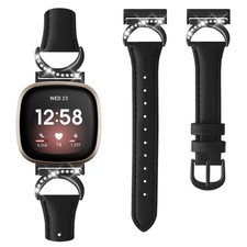 Leather Band Compatible for Fitbit Versa 4/Versa 3/Fitbit Sense 2/Sense, Blin...