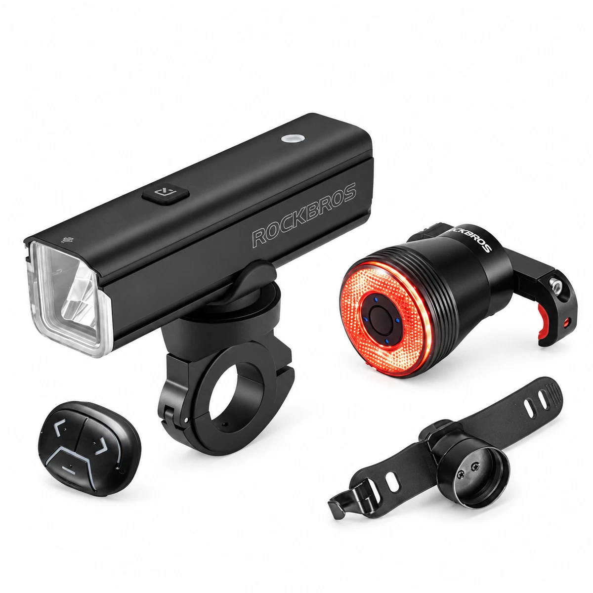 ROCKBROS LED Bike Light Set Bicycle Headlight Tail Light Set USB-C Rechargeable