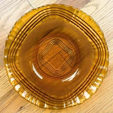 Vintage Rare Duralex Frosted Brown Amber Glass Wave Serving Bowl France
