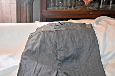 Vêtement ancien homme :Pantalon coton gris vintage - Photo 1/4