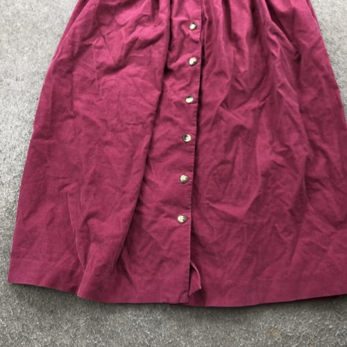 Vintage Eddie Bauer Skirt Womens Petite 6 Burgundy Corduroy Button Midi Japan - Picture 2 of 9