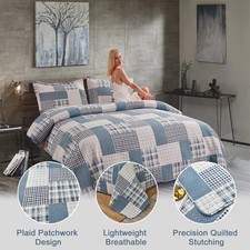 Green Essen Plaid Patchwork Quilt Set Queen/Full Size Buffalo Plaid Quilt 91254