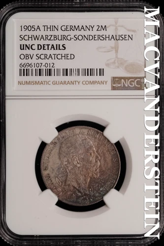 Germany: 1905A (Thin) Two Marks - NGC Unc Details - Scarce  No Reserve  #SLi794