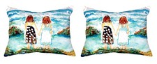 Pair of Betsy Drake Twins on Rocks No Cord Pillows
