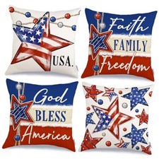 4th of July Pillow Covers 20x20 Inch Set of 20" x 20" Pack of 4 Multicolor