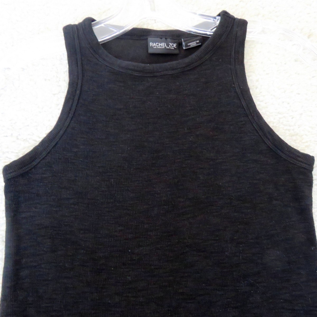 Rachel Zoe Size Small Black High Neck Ribbed Sleeveless Tank Top 