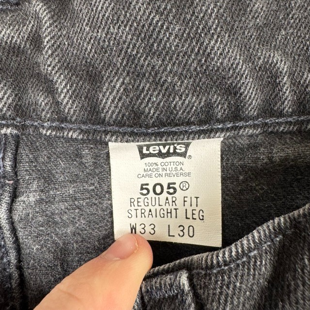 VTG 90s USA Levi's Orange Tab 505 Regular Straight Fit Black Denim Jeans 31x31