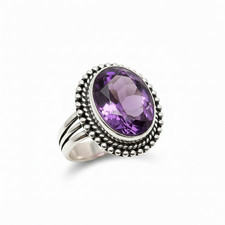 Purple Amethyst Gemstone 925 Sterling Silver Jewelry All Size Ring For Gift