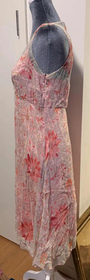 Elie Tahari Small/8 Sheer Pink Floral Silk Sheer Lined Slip Baby Doll Dress Y2K - Image 2 of 4