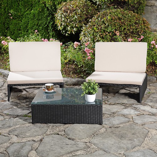 Gartenmöbe Rattan Sitzgarnitur Sessell Lounge+Tisch Gartenset Garten Sitzgruppe - Afbeelding 2 van 9