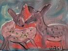 Two Fawns Nestled Together Original 9x12 Acrylic Wildlife Painting. — photo 2
