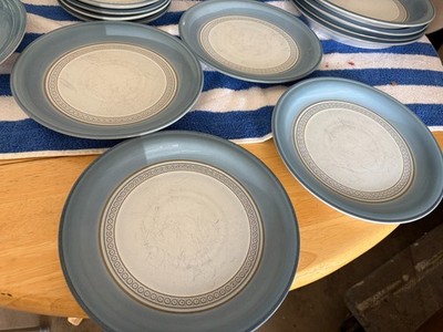 Denby Langley Castile Blue Dinner plates 10 3/4'' - Set of 4 - England Stoneware