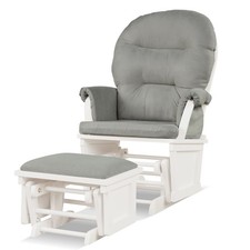 Costway Wood Glider  Ottoman Cushion Set Baby Nursery Rocking Chair Light Grey