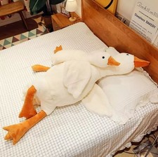 130cm Giant Fluffy White Goose Stuffed Animal Cute Duck Plush Toy Kid Adult