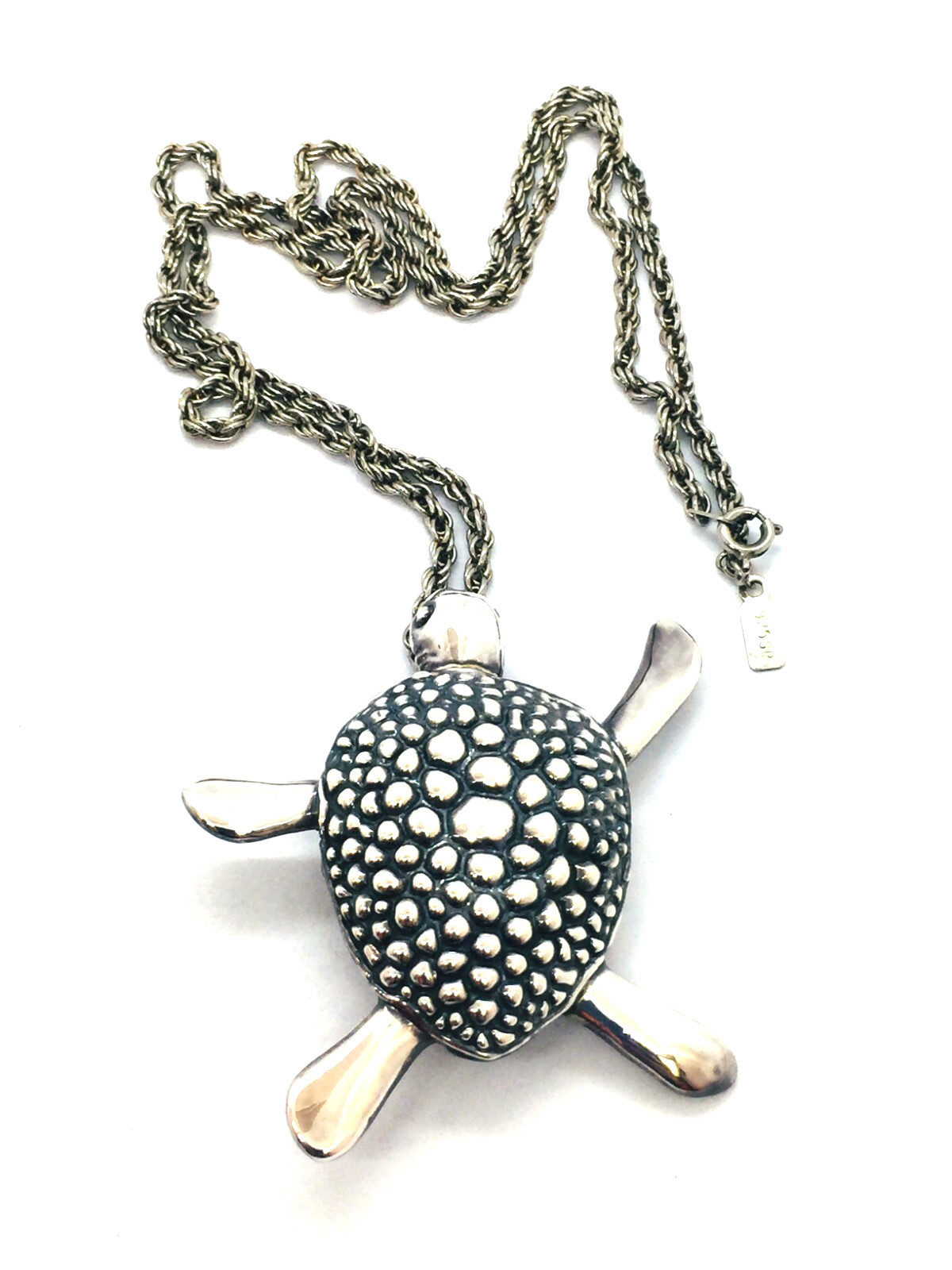 Solid 925 Sterling Silver Electroformed Turtle Pe… - image 1